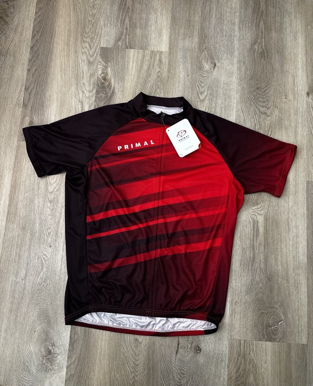 Primal Wear Cycling Men’s XL Sport Cut Jersey Contrive Red Stripes Short Sleeve